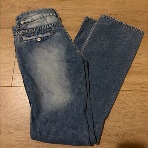 Classic low rise vintage straight leg Blue Denim Jeans